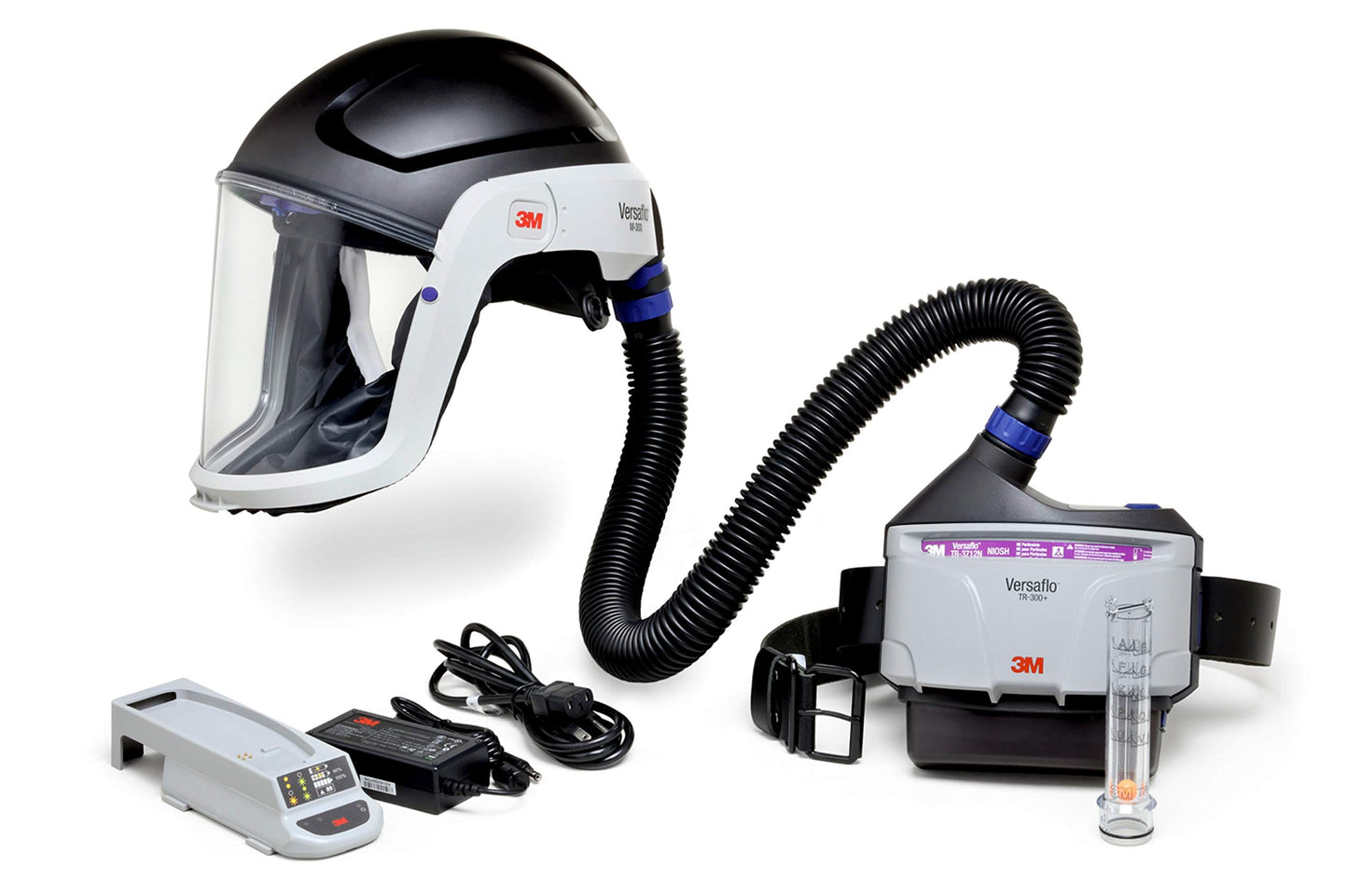 TR-300+, Powered Respirator Mask Set, Filters Particulates, Black/Grey/White