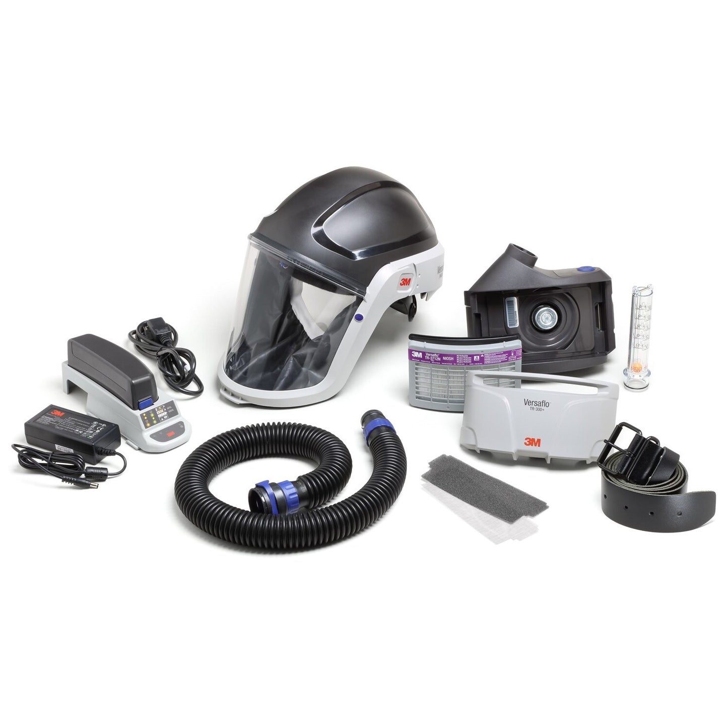 TR-300+, Powered Respirator Mask Set, Filters Particulates, Black/Grey/White